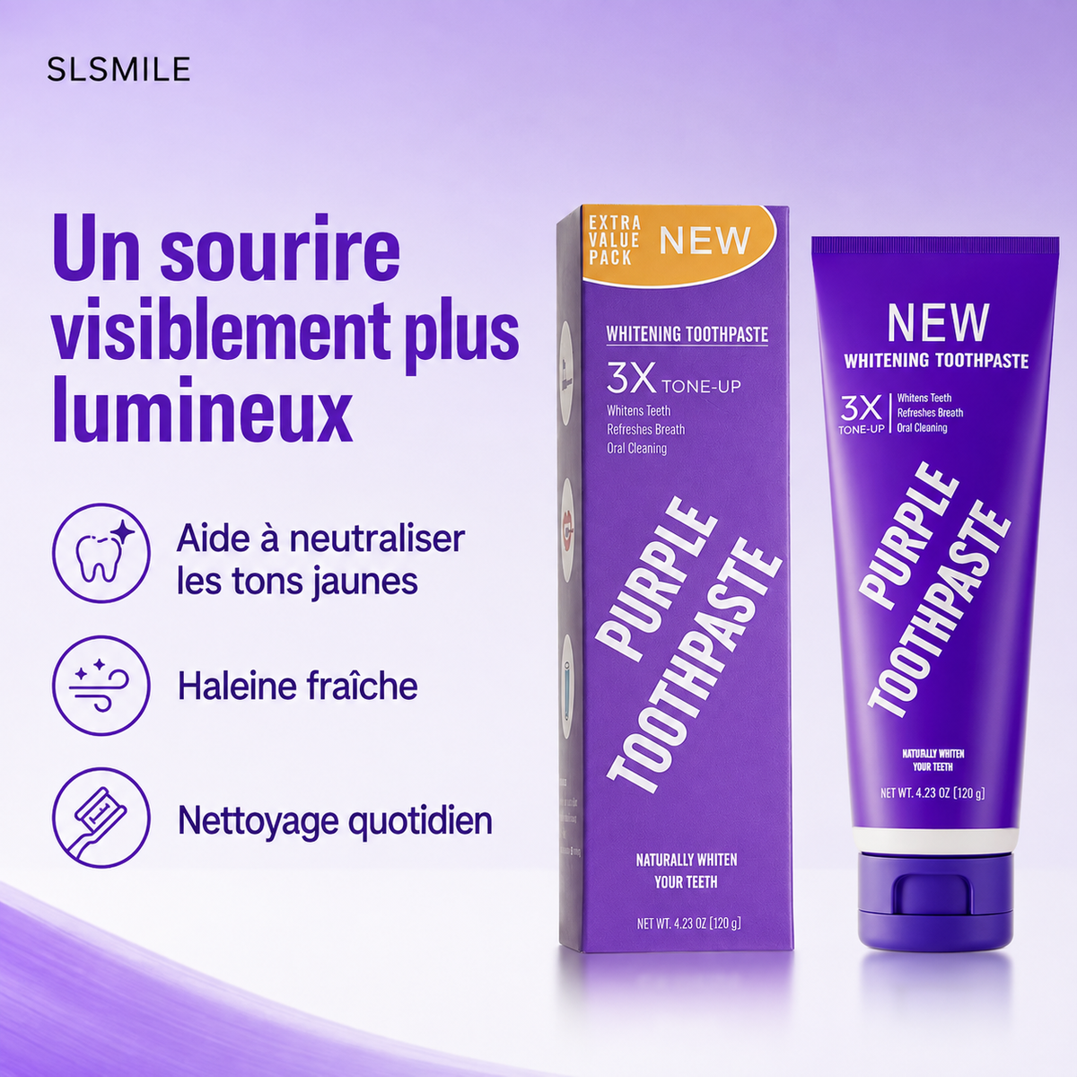 Dentifrice violet IVISMILE 3X – 120 g