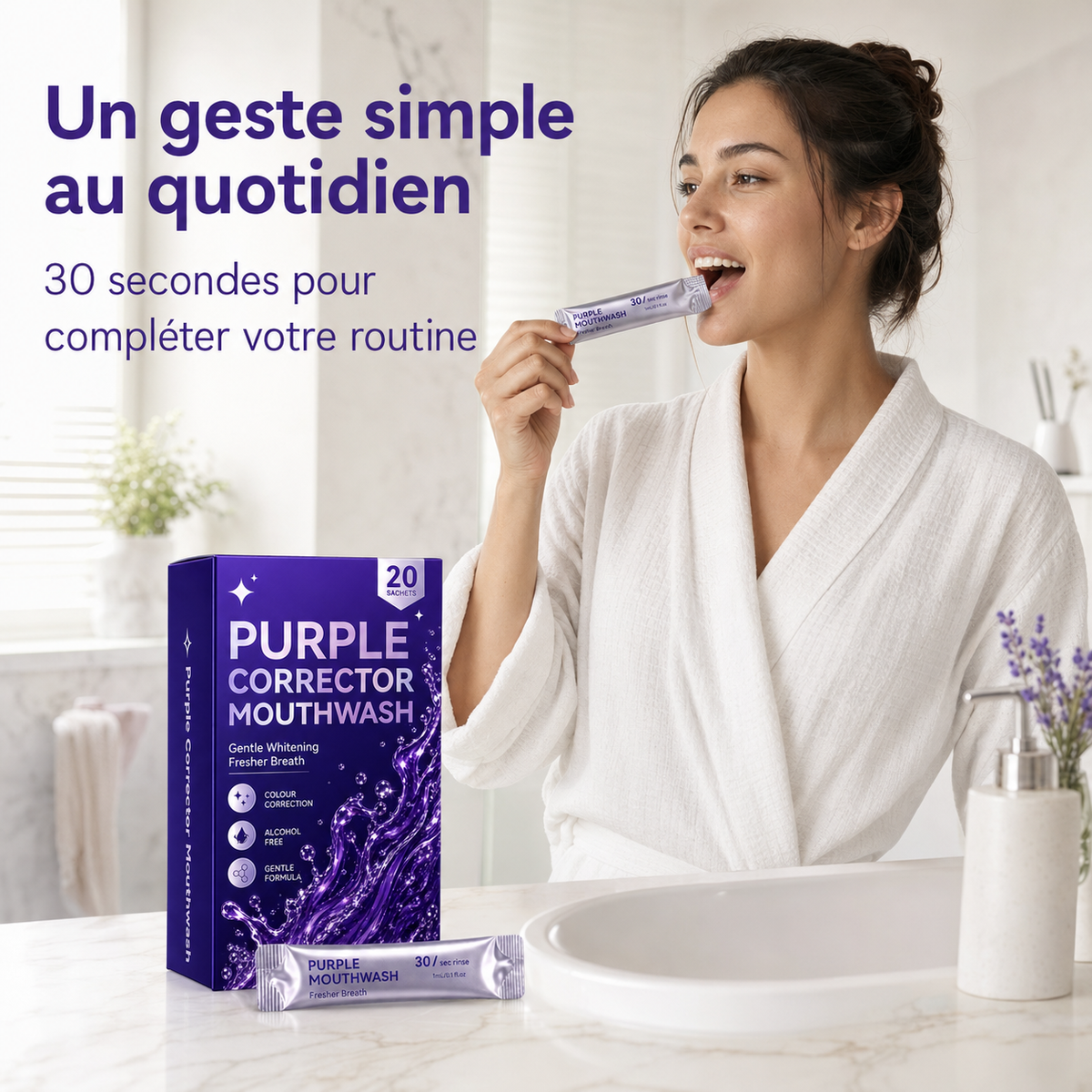 Bain de Bouche Correcteur Violet – 20 Sachets Éclat